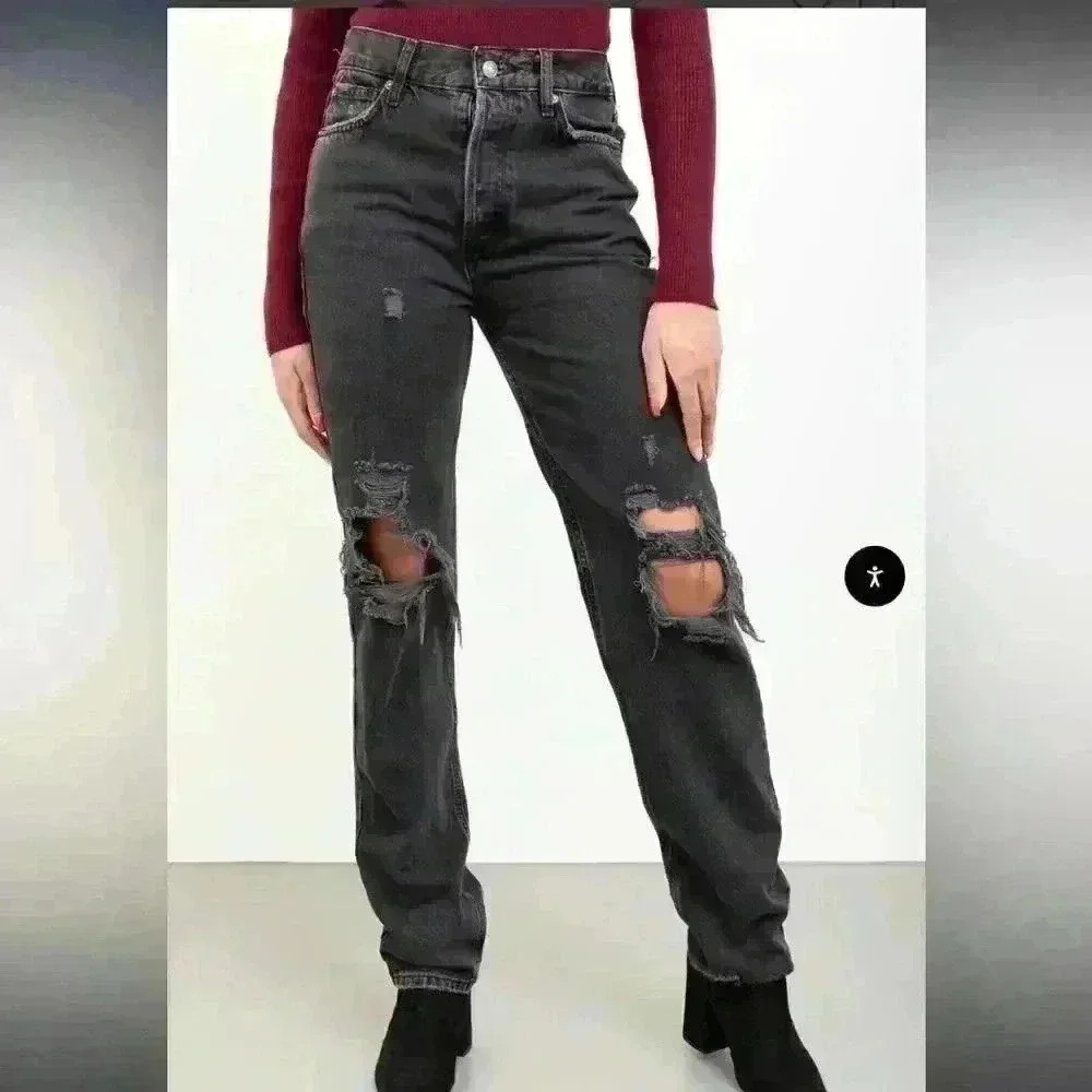 NWT FREE PEOPLE THE LASSO JEAN IN BLACK Sz 26